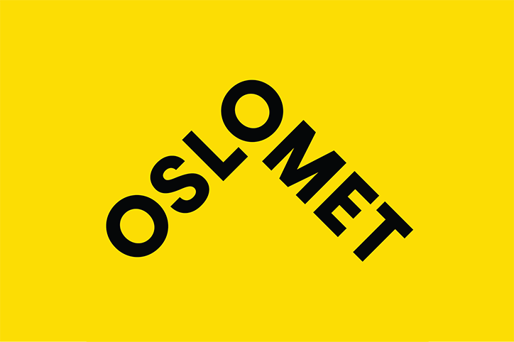 Oslo Metropolitan University logo with yellow background