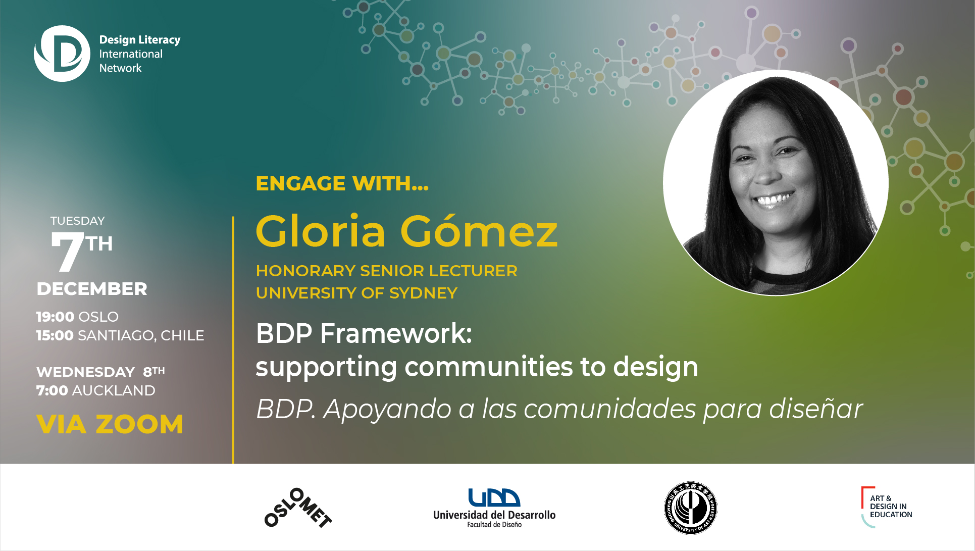 Read more about the article Engage with Gloria Gomez | Event Archive | 15th Design Literacy International Network event